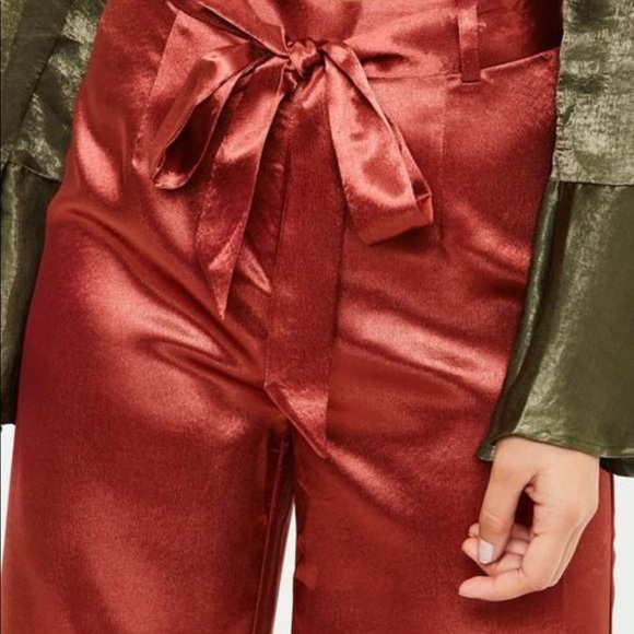 Red satin wide leg pants - Picture 3 of 4